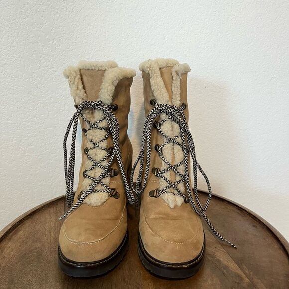 Stuart Weitzman Yukon Dyed Shearling Suede Block Heel Booties Women's Size 9 - Picture 2 of 10